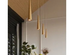 Sollux Lighting Lámparas colgantes Ravo escandinavo de madera - 1 fuentes luminosas 4000K - L.8 x A.120 cm - madera natural Color natural claro Hot