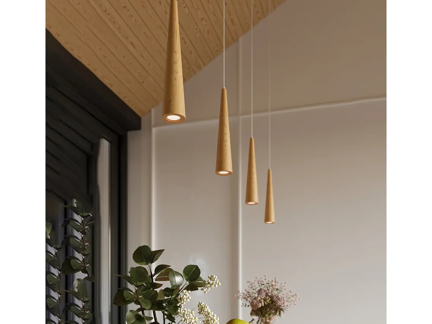 Sollux Lighting Lámparas colgantes Ravo escandinavo de madera - 1 fuentes luminosas 4000K - L.8 x A.120 cm - madera natural Color natural claro Hot