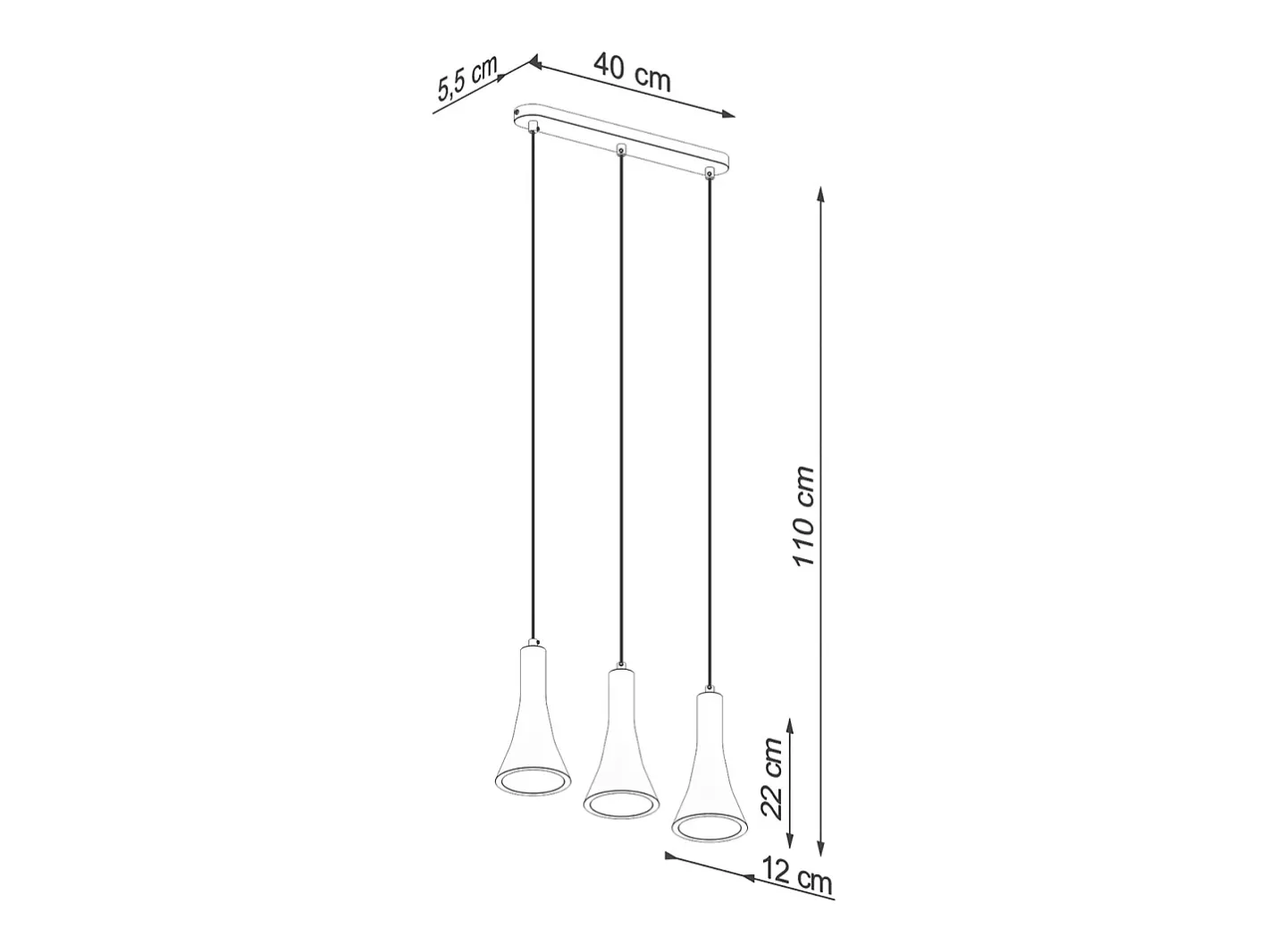 Online Sollux Lighting Lámparas Colgantes Rea Moderno De Concreto - 3 Fuentes Luminosas - L.46 X A.110 Cm - Gris