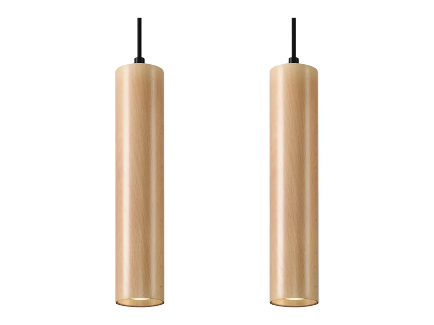 Hot Sollux Lighting Lámparas colgantes Silno escandinavo de madera - 2 fuentes luminosas 4000K - L.30 x A.90 cm - madera natural Color natural claro