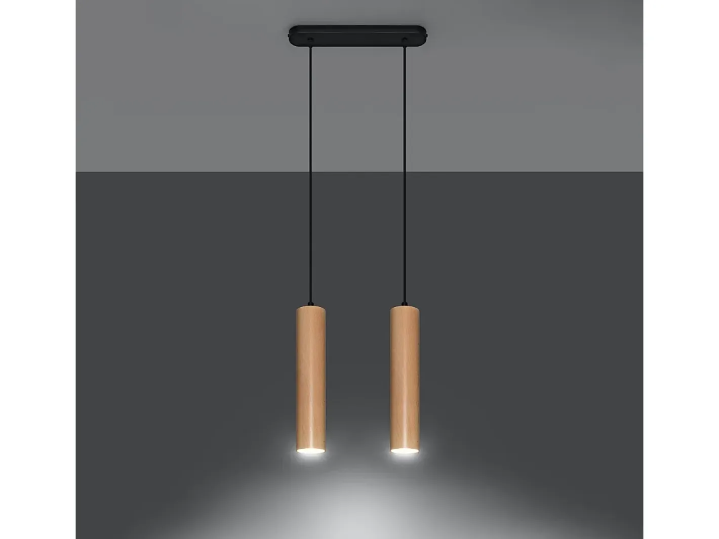 Hot Sollux Lighting Lámparas colgantes Silno escandinavo de madera - 2 fuentes luminosas 4000K - L.30 x A.90 cm - madera natural Color natural claro