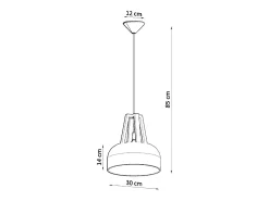 Sollux Lighting Lámparas colgantes Solivo moderno de acero/madera - 1 fuentes luminosas 4000K - L.30 x A.85 cm - /madera natural Blanco New