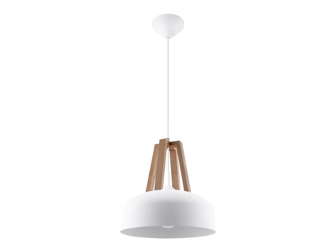Sollux Lighting Lámparas colgantes Solivo moderno de acero/madera - 1 fuentes luminosas 4000K - L.30 x A.85 cm - /madera natural Blanco New