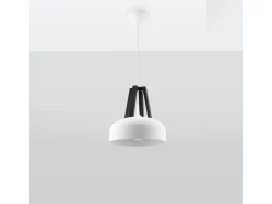 Sollux Lighting Lámpara Suspendida-Lámparas colgantes Solivo moderno de acero/madera - 1 fuentes luminosas 3000K - L.30 x A.85 cm - negro Blanco