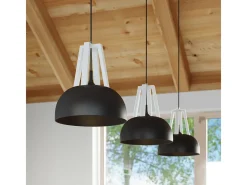 Sollux Lighting Lámpara Suspendida-Lámparas colgantes Solivo moderno de acero/madera - 1 fuentes luminosas 3000K - L.30 x A.85 cm - blanco Negro
