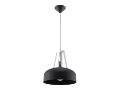Sollux Lighting Lámpara Suspendida-Lámparas colgantes Solivo moderno de acero/madera - 1 fuentes luminosas 3000K - L.30 x A.85 cm - blanco Negro