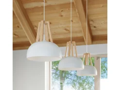 Sollux Lighting Lámparas colgantes Solivo moderno de acero/madera - 1 fuentes luminosas 3000K - L.30 x A.85 cm - /madera natural Blanco Online