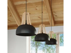 Sollux Lighting Lámparas colgantes Solivo moderno de acero/madera - 1 fuentes luminosas 4000K - L.30 x A.85 cm - /madera natural Negro