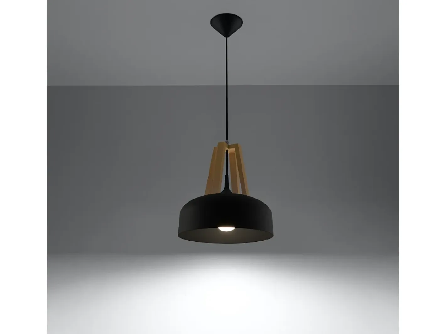 Sollux Lighting Lámparas colgantes Solivo moderno de acero/madera - 1 fuentes luminosas 4000K - L.30 x A.85 cm - /madera natural Negro