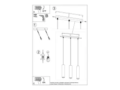 Sollux Lighting Lámpara Suspendida-Lámparas colgantes Solvix industrial de concreto - 3 fuentes luminosas 3000K - L.45 x A.90 cm - Gris