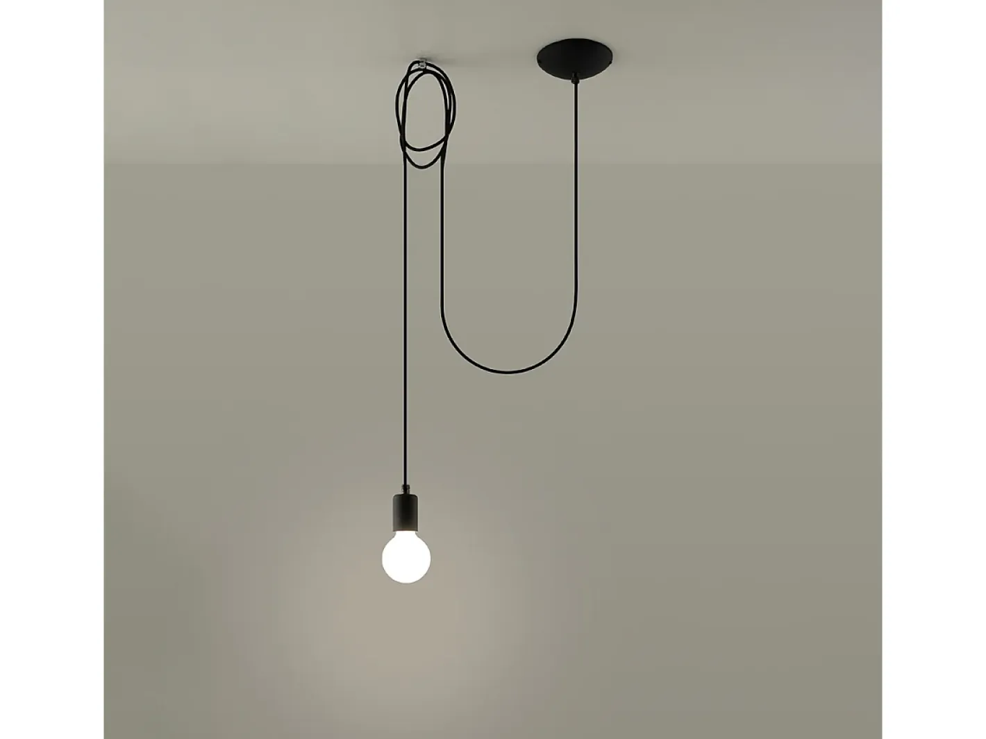 Hot Sollux Lighting Lámparas colgantes Speis desván de tela/acero - 1 fuentes luminosas 4000K - L.300 x A.150 cm - Negro
