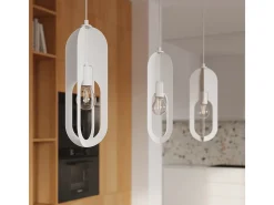 Best Sollux Lighting Lámparas colgantes Synexus moderno de acero - 1 fuentes luminosas 3000K - L.11 x A.140 cm - Blanco