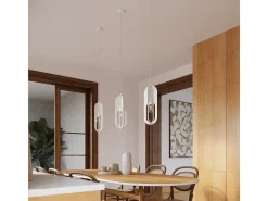 Sollux Lighting Lámparas colgantes Synexus moderno de acero - 3 fuentes luminosas 4000K - L.43 x A.130 cm - Blanco