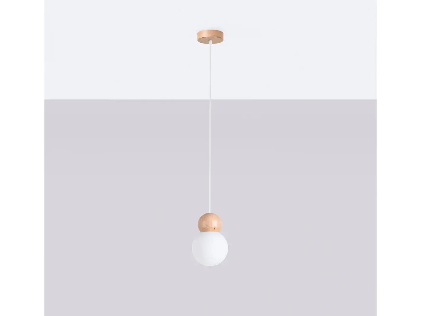 Sollux Lighting Lámpara Suspendida-Lámparas colgantes Torch escandinavo de vidrio/madera - 1 fuentes luminosas 3000K - L.11 x A.124 cm - /madera natural Blanco
