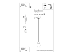 Sollux Lighting Lámpara Suspendida-Lámparas colgantes Torch escandinavo de vidrio/madera - 1 fuentes luminosas 3000K - L.11 x A.124 cm - /madera natural Blanco