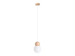 Sollux Lighting Lámpara Suspendida-Lámparas colgantes Torch escandinavo de vidrio/madera - 1 fuentes luminosas 4000K - L.11 x A.124 cm - /madera natural Blanco