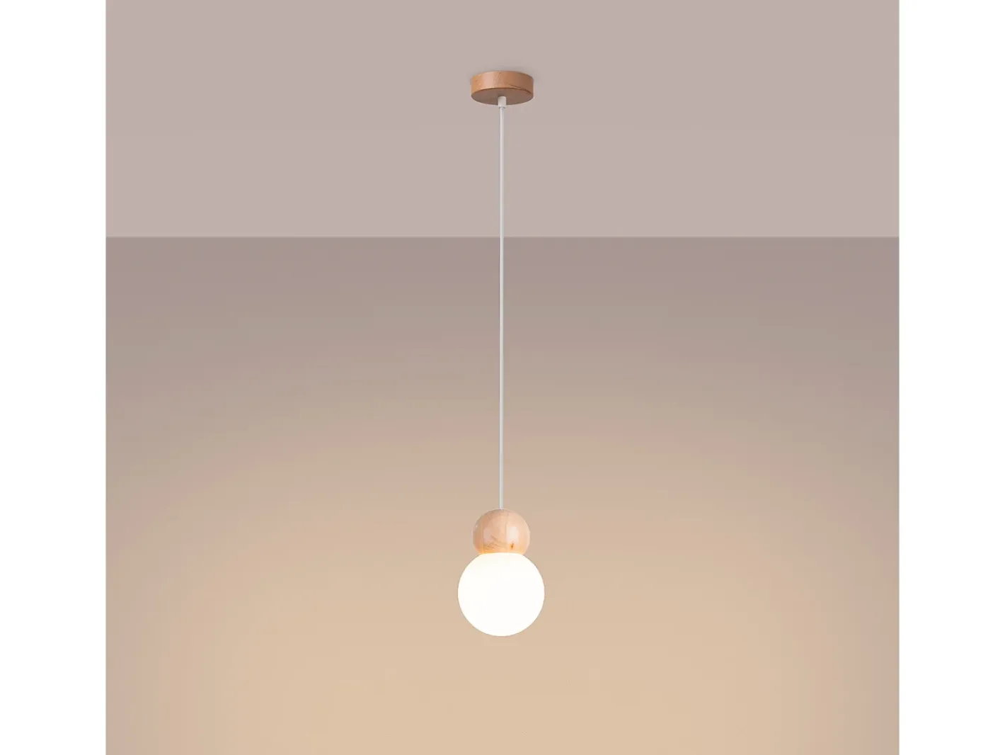 Sollux Lighting Lámpara Suspendida-Lámparas colgantes Torch escandinavo de vidrio/madera - 1 fuentes luminosas 4000K - L.11 x A.124 cm - /madera natural Blanco