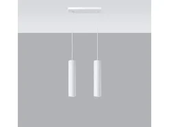 Sollux Lighting Lámpara Suspendida-Lámparas colgantes Toris moderno de acero - 2 fuentes luminosas 3000K - L.30 x A.90 cm - Blanco