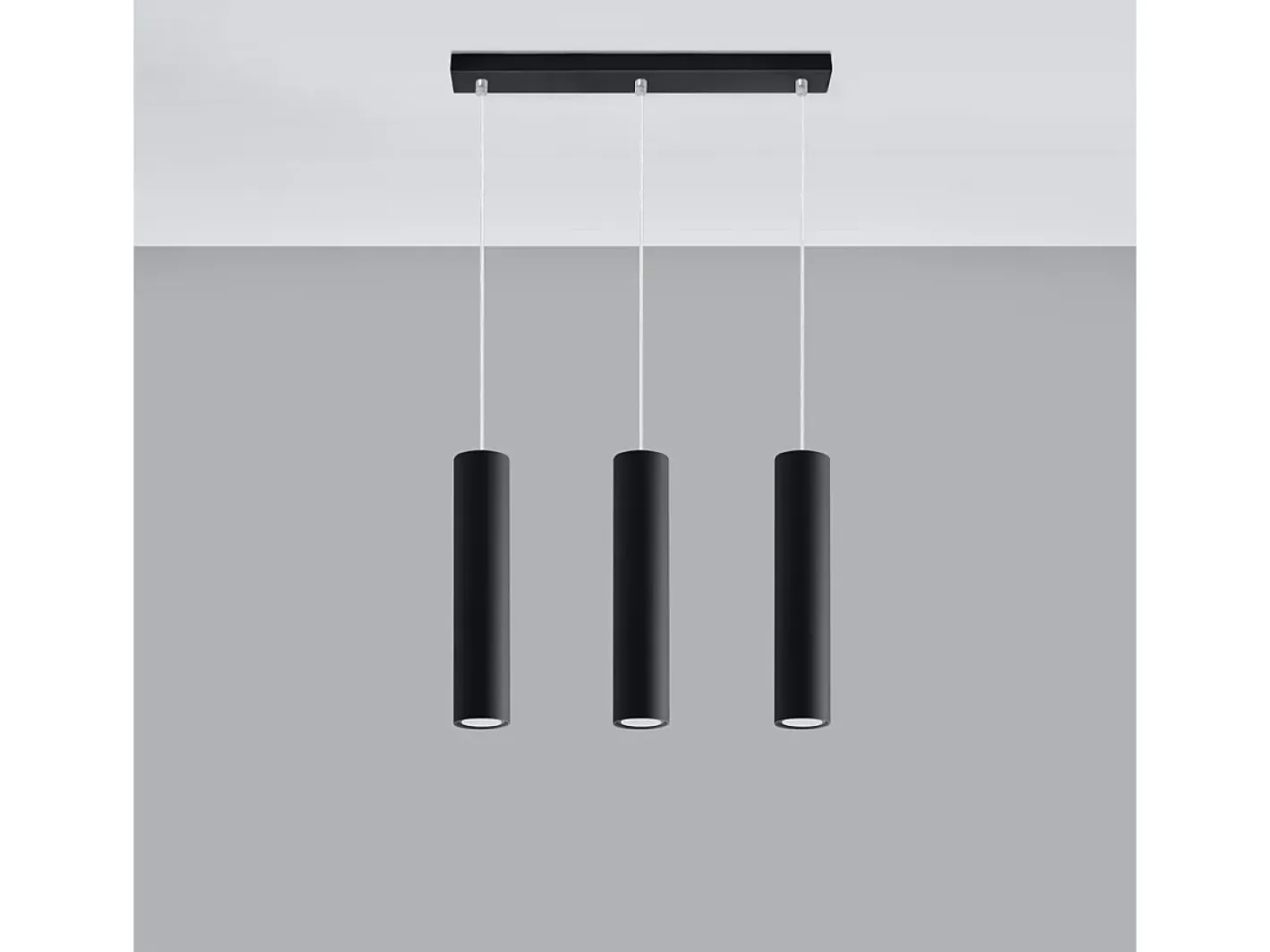 Sollux Lighting Lámpara Suspendida-Lámparas colgantes Toris moderno de acero - 3 fuentes luminosas 3000K - L.45 x A.90 cm - Negro