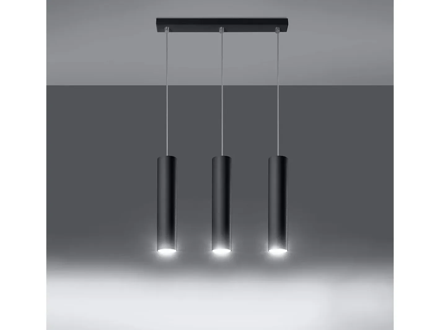 Sollux Lighting Lámpara Suspendida-Lámparas colgantes Toris moderno de acero - 3 fuentes luminosas 4000K - L.45 x A.90 cm - Negro