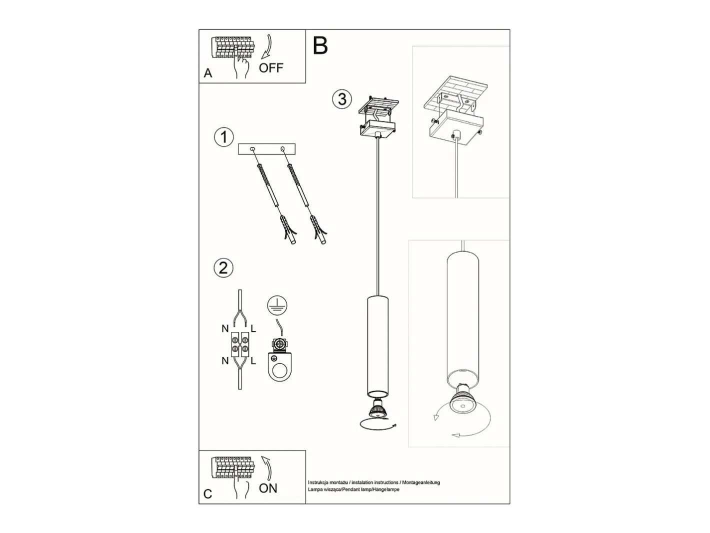 Sollux Lighting Lámpara Suspendida-Lámparas colgantes Toris moderno de acero - 1 fuentes luminosas 3000K - L.8 x A.100 cm - Blanco