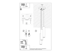 Sollux Lighting Lámpara Suspendida-Lámparas colgantes Toris moderno de acero - 3 fuentes luminosas 3000K - L.20 x A.110 cm - Negro