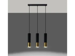 Sollux Lighting Lámpara Suspendida-Lámparas colgantes Zarpex moderno de acero - 3 fuentes luminosas 4000K - L.45 x A.90 cm - oro Negro