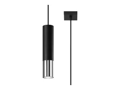 Sollux Lighting Lámpara Suspendida-Lámparas colgantes Zarpex moderno de acero - 1 fuentes luminosas 4000K - L.8 x A.100 cm - /cromo Negro