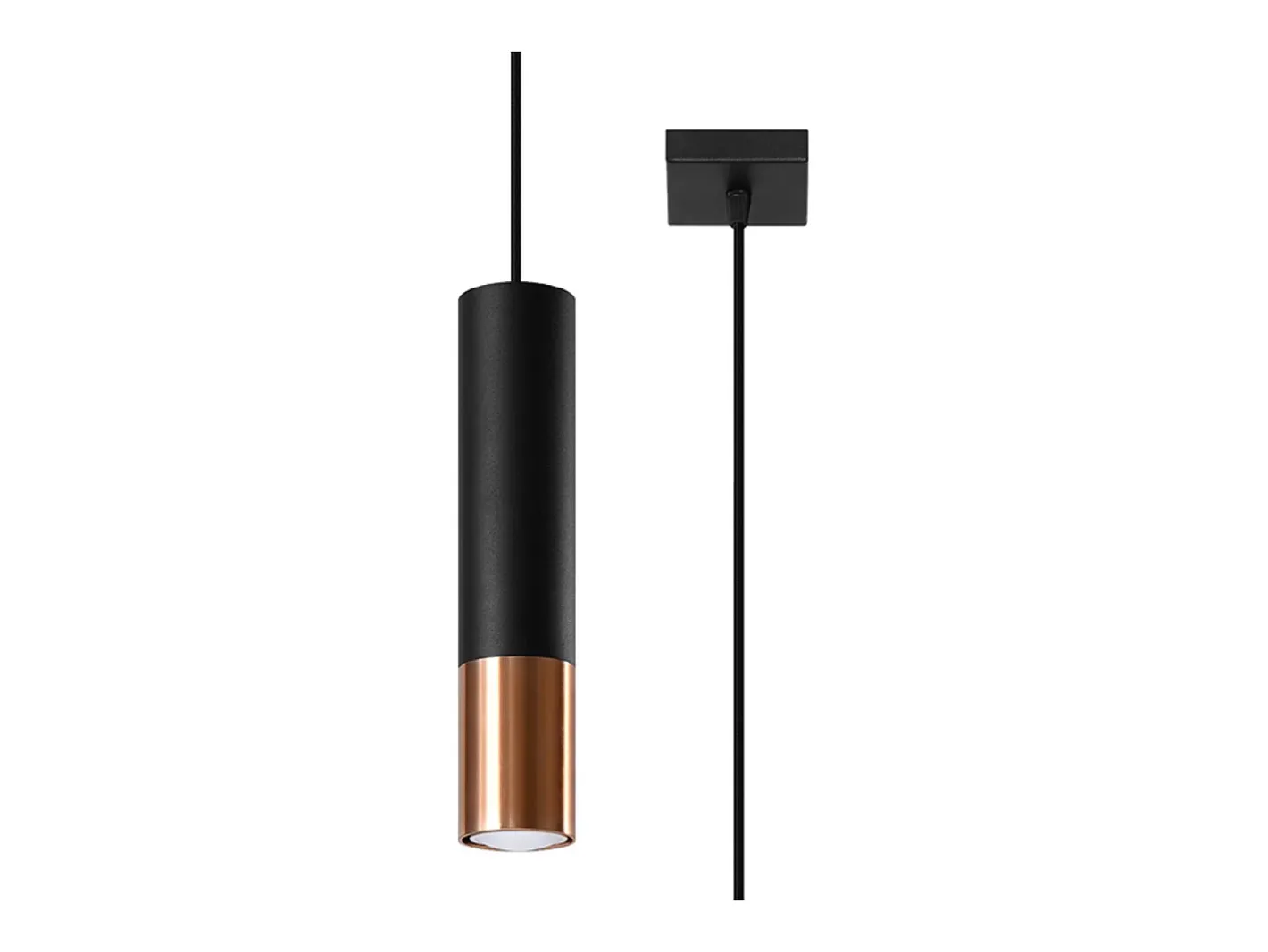 Sollux Lighting Lámpara Suspendida-Lámparas colgantes Zarpex moderno de acero - 1 fuentes luminosas 4000K - L.8 x A.100 cm - /cobre Negro
