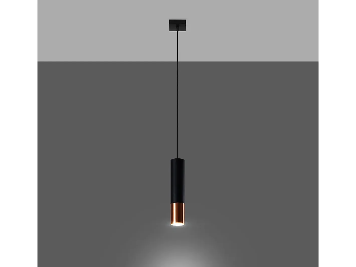 Sollux Lighting Lámpara Suspendida-Lámparas colgantes Zarpex moderno de acero - 1 fuentes luminosas 4000K - L.8 x A.100 cm - /cobre Negro