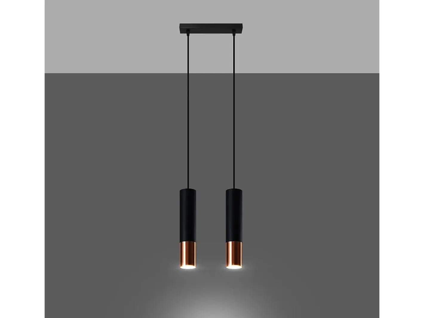 Sollux Lighting Lámpara Suspendida-Lámparas colgantes Zarpex moderno de acero - 2 fuentes luminosas 4000K - L.30 x A.90 cm - /cobre Negro