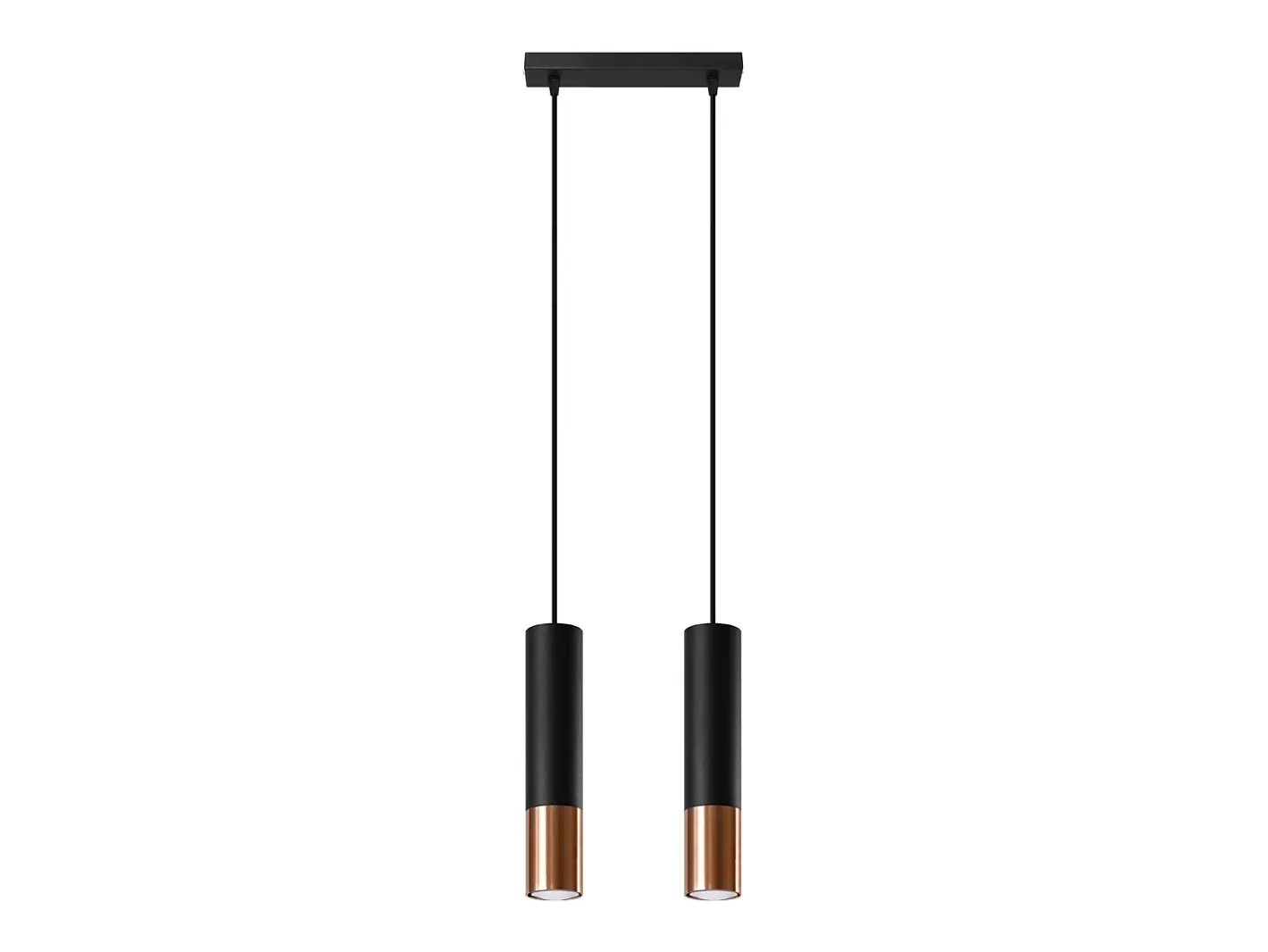Sollux Lighting Lámpara Suspendida-Lámparas colgantes Zarpex moderno de acero - 2 fuentes luminosas 4000K - L.30 x A.90 cm - /cobre Negro