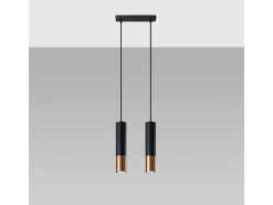 Online Sollux Lighting Lámparas colgantes Zarpex moderno de acero - 2 fuentes luminosas 3000K - L.30 x A.90 cm - /cobre Negro