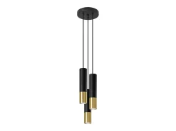 Outlet Sollux Lighting Lámparas colgantes Zarpex moderno de acero - 3 fuentes luminosas 4000K - L.20 x A.90 cm - oro Negro