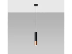 Clearance Sollux Lighting Lámparas colgantes Zarpex moderno de acero - 1 fuentes luminosas 3000K - L.8 x A.100 cm - /cobre Negro