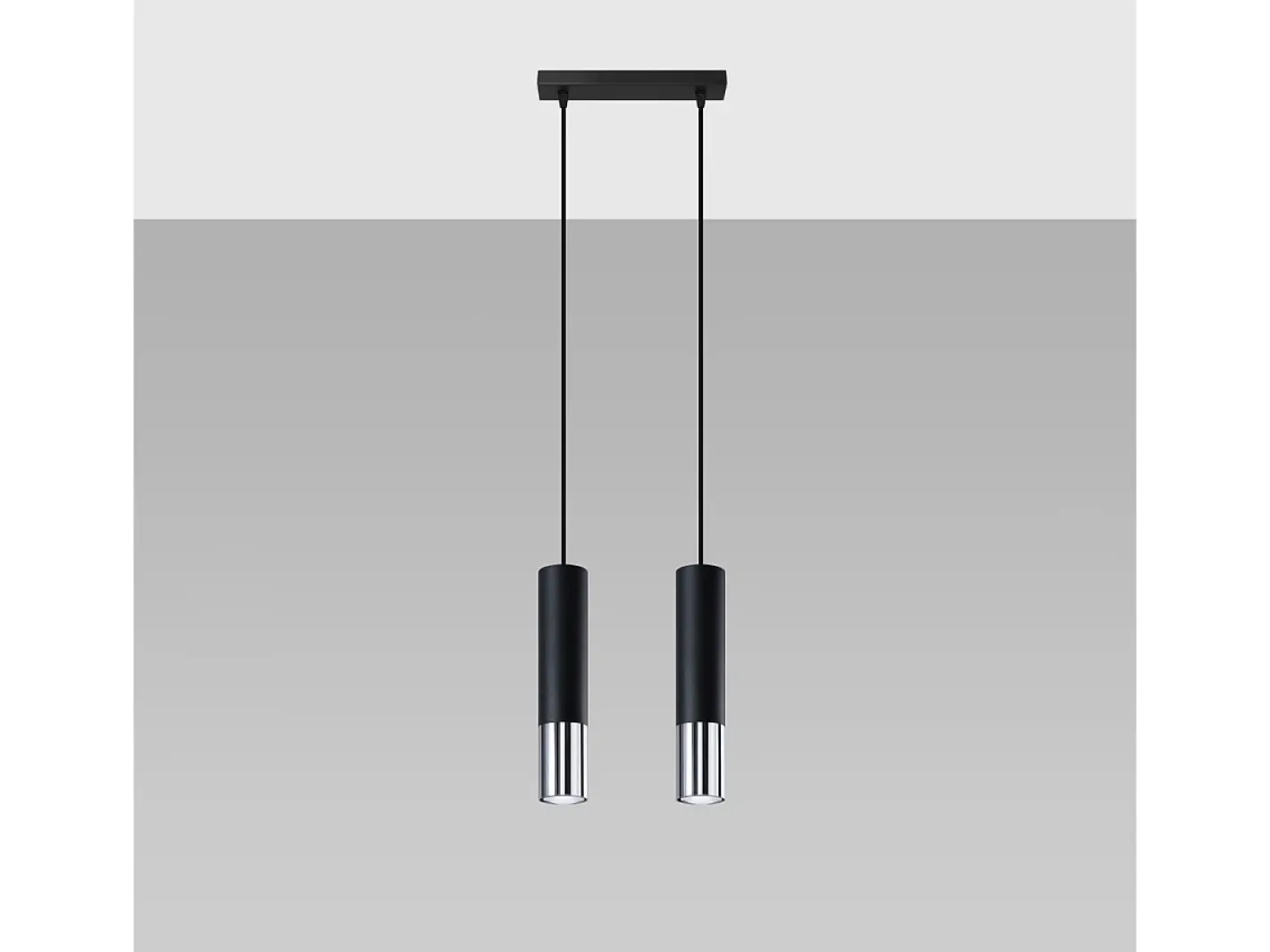 Sollux Lighting Lámpara Suspendida-Lámparas colgantes Zarpex moderno de acero - 2 fuentes luminosas 3000K - L.30 x A.90 cm - /cromo Negro