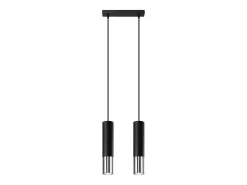 Sollux Lighting Lámpara Suspendida-Lámparas colgantes Zarpex moderno de acero - 2 fuentes luminosas 3000K - L.30 x A.90 cm - /cromo Negro