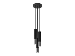 Sollux Lighting Lámparas colgantes Zarpex moderno de acero - 3 fuentes luminosas 3000K - L.20 x A.90 cm - /cromo Negro Discount