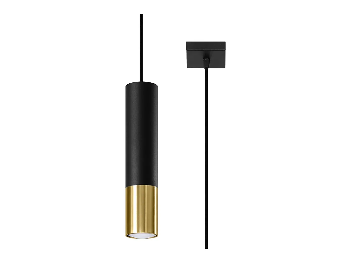 Sollux Lighting Lámpara Suspendida-Lámparas colgantes Zarpex moderno de acero - 1 fuentes luminosas 4000K - L.8 x A.100 cm - oro Negro