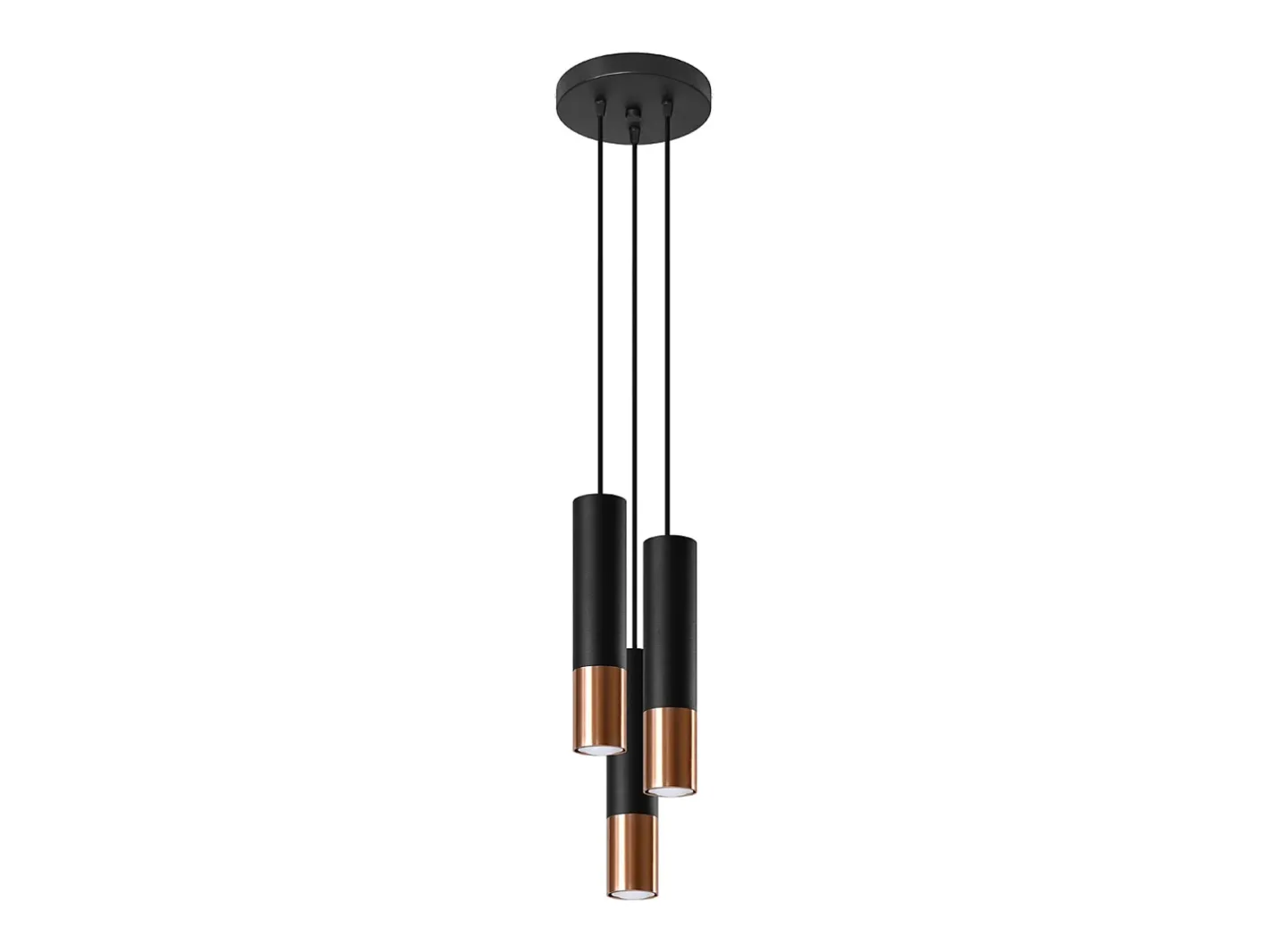 Sollux Lighting Lámpara Suspendida-Lámparas colgantes Zarpex moderno de acero - 3 fuentes luminosas 3000K - L.20 x A.90 cm - /cobre Negro