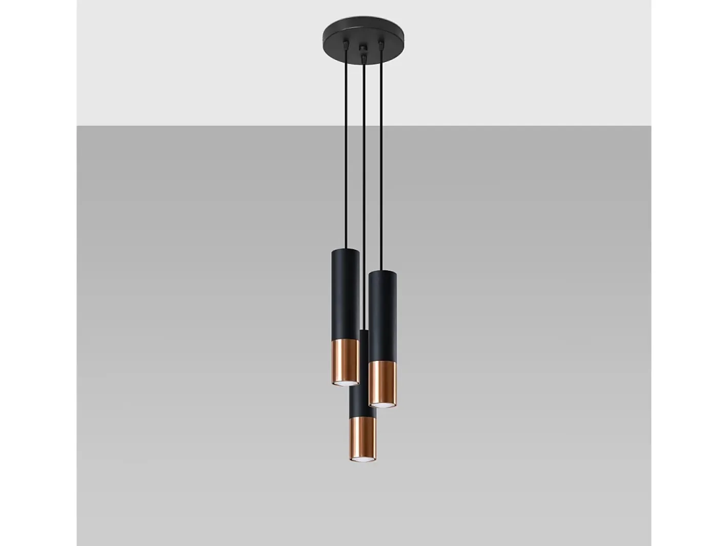 Sollux Lighting Lámpara Suspendida-Lámparas colgantes Zarpex moderno de acero - 3 fuentes luminosas 3000K - L.20 x A.90 cm - /cobre Negro