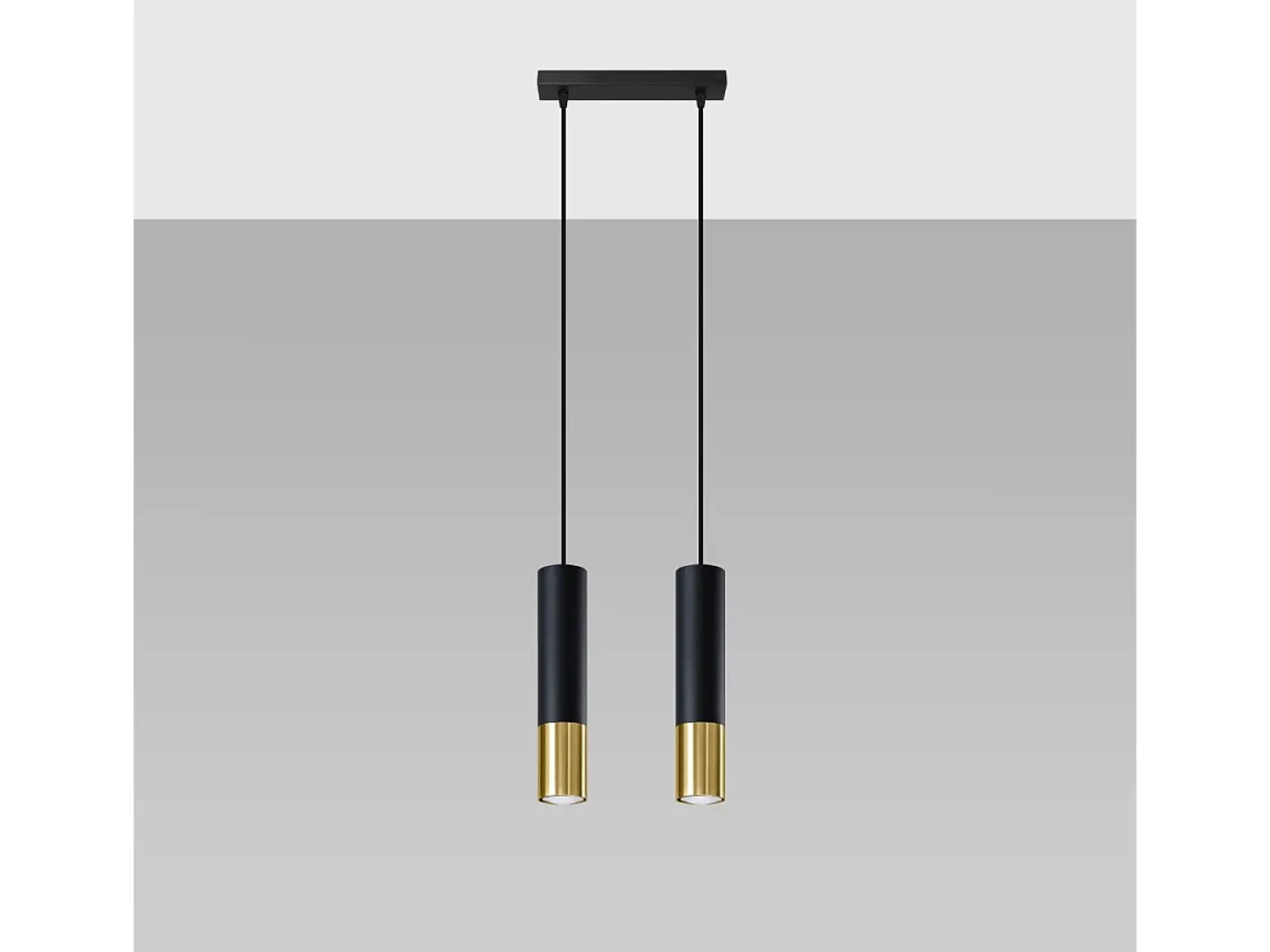 Hot Sollux Lighting Lámparas colgantes Zarpex moderno de acero - 2 fuentes luminosas 3000K - L.30 x A.90 cm - oro Negro