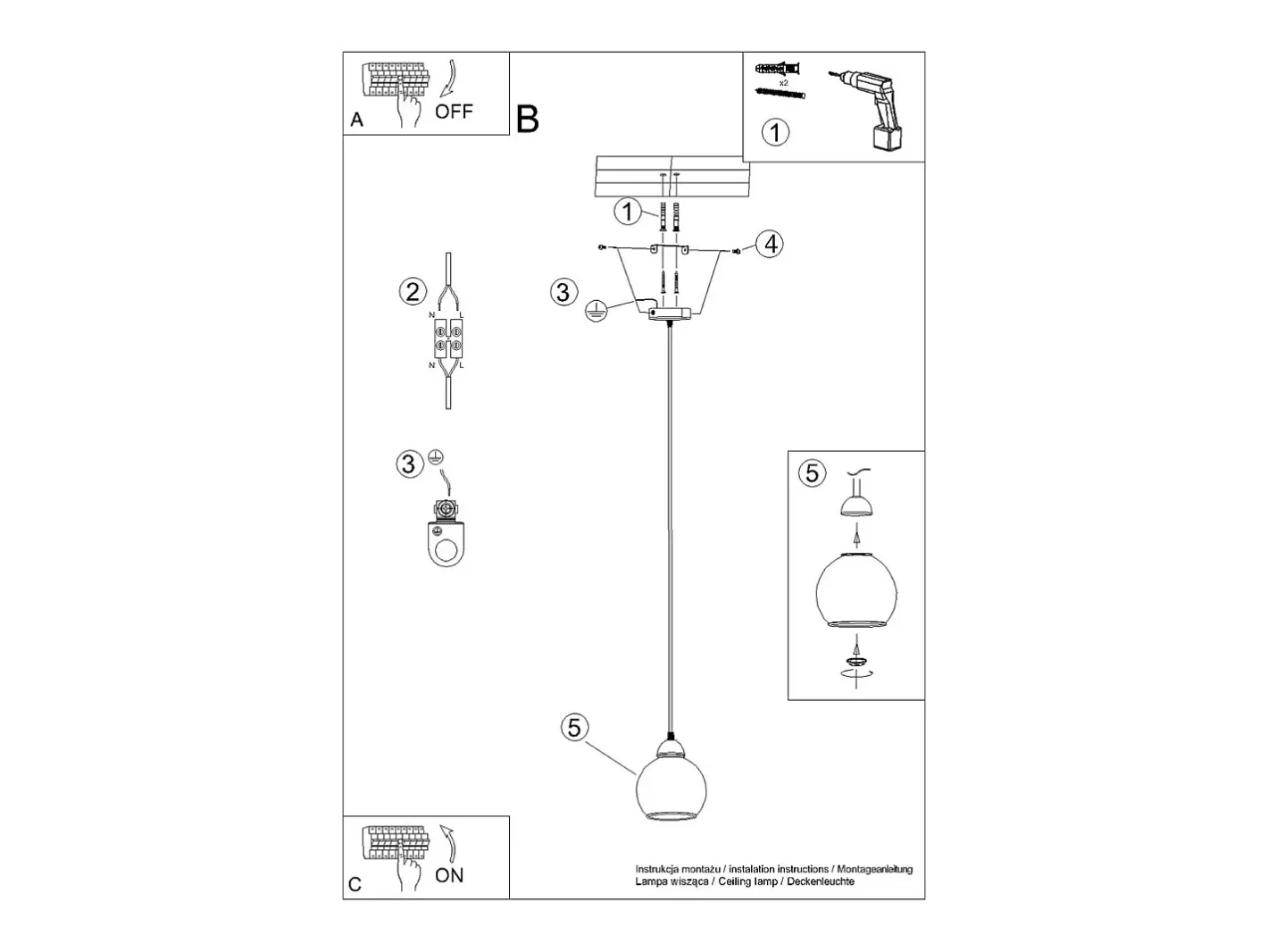 Clearance Sollux Lighting Lámparas colgantes Zelaro moderno de acero - 1 fuentes luminosas 4000K - L.15 x A.130 cm - Negro