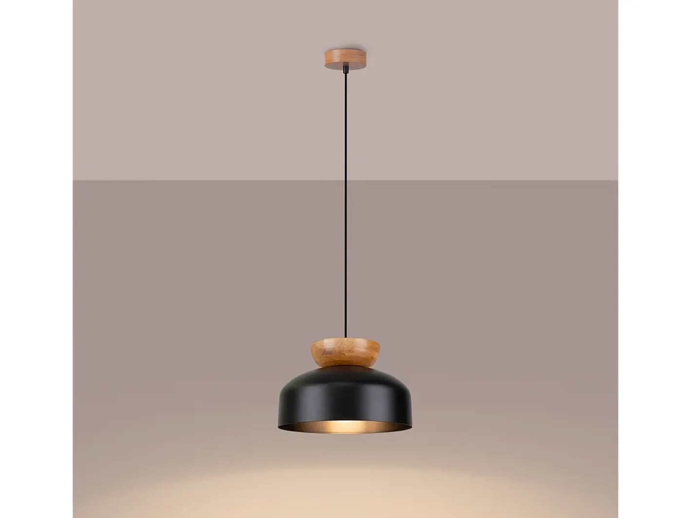 Sollux Lighting Lámpara Suspendida-Lámparas colgantes Zeleron escandinavo de madera/acero - 1 fuentes luminosas 4000K - L.29,5 x A.130 cm - /madera natural Negro