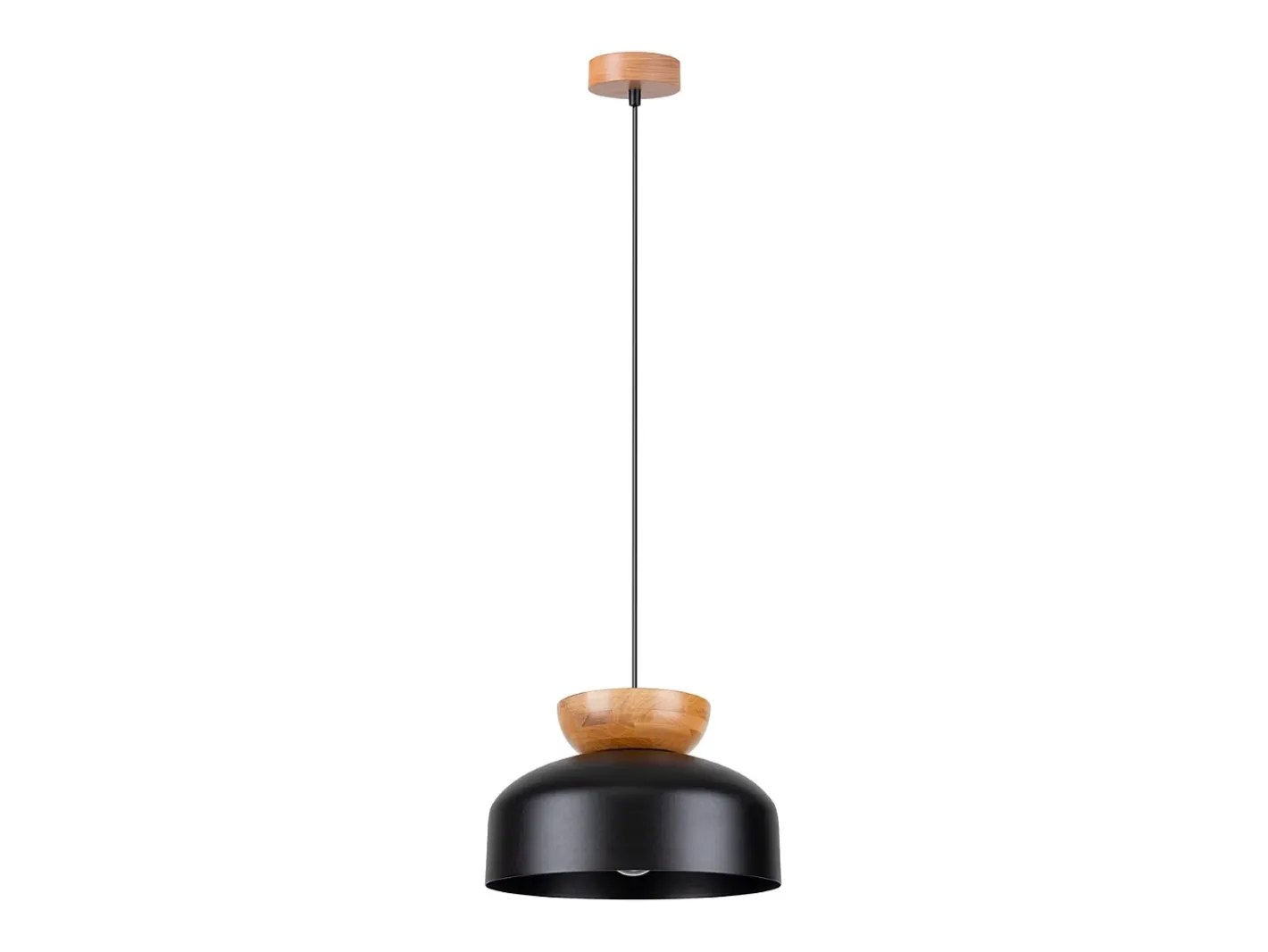 Sollux Lighting Lámparas colgantes Zeleron escandinavo de madera/acero - 1 fuentes luminosas 3000K - L.29,5 x A.130 cm - /madera natural Negro