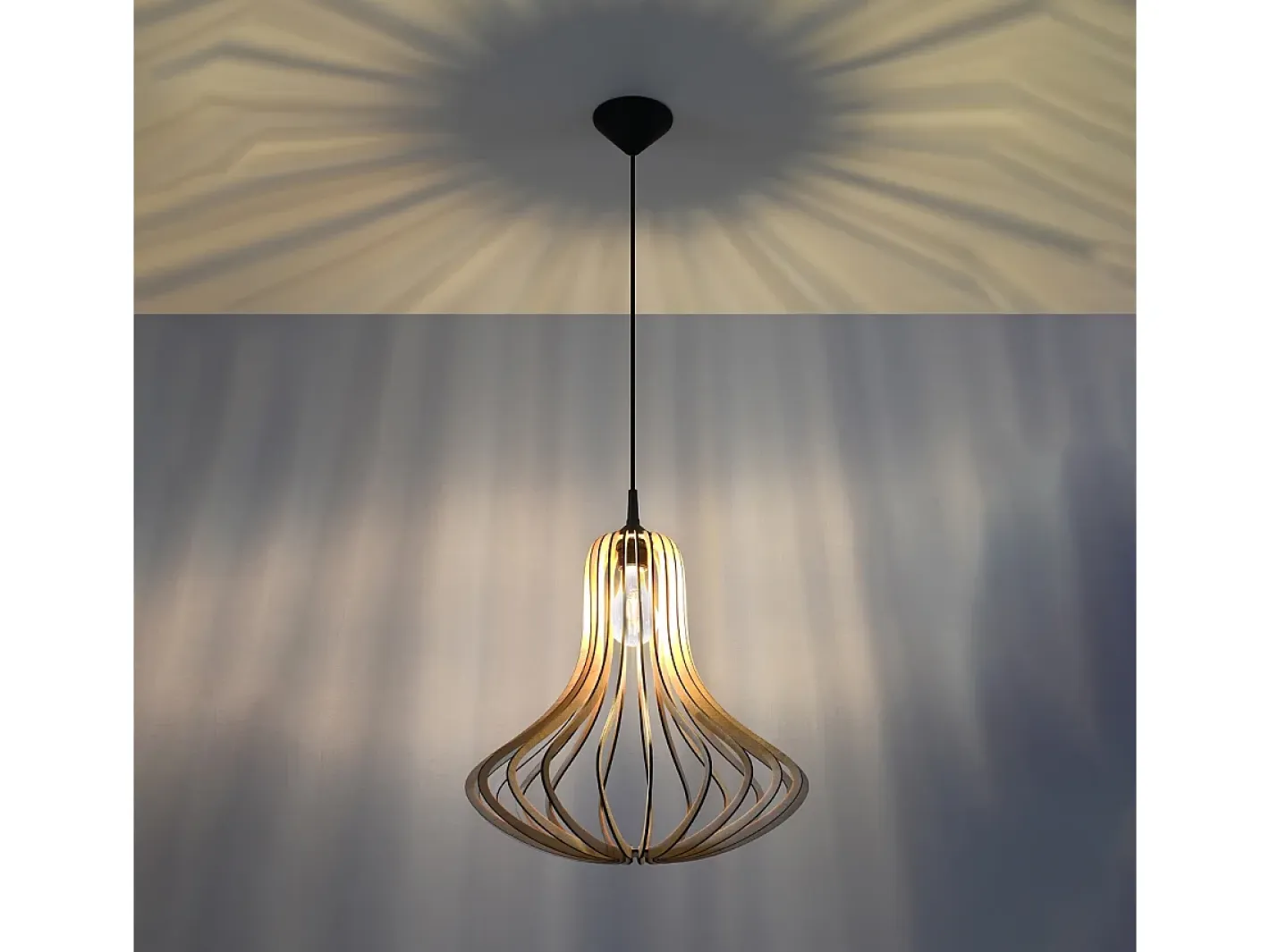 Sollux Lighting Lámparas colgantes Zenix escandinavo de madera - 1 fuentes luminosas 4000K - L.41 x A.110 cm - madera natural Color natural claro Hot