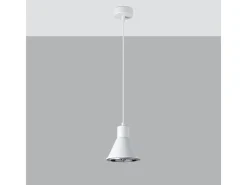 Sollux Lighting Lámparas colgantes Zylata moderno de acero - 1 fuentes luminosas 3000K - L.14 x A.120 cm - Blanco Outlet