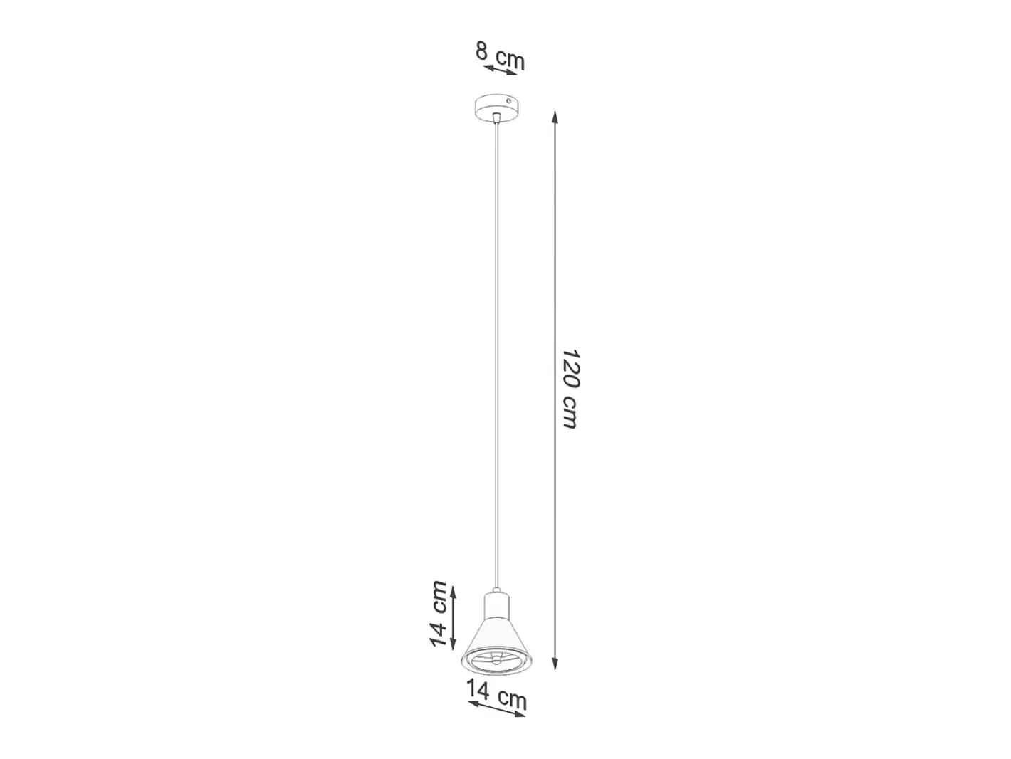 Sollux Lighting Lámpara Suspendida-Lámparas colgantes Zylata moderno de acero - 1 fuentes luminosas 4000K - L.14 x A.120 cm - Negro
