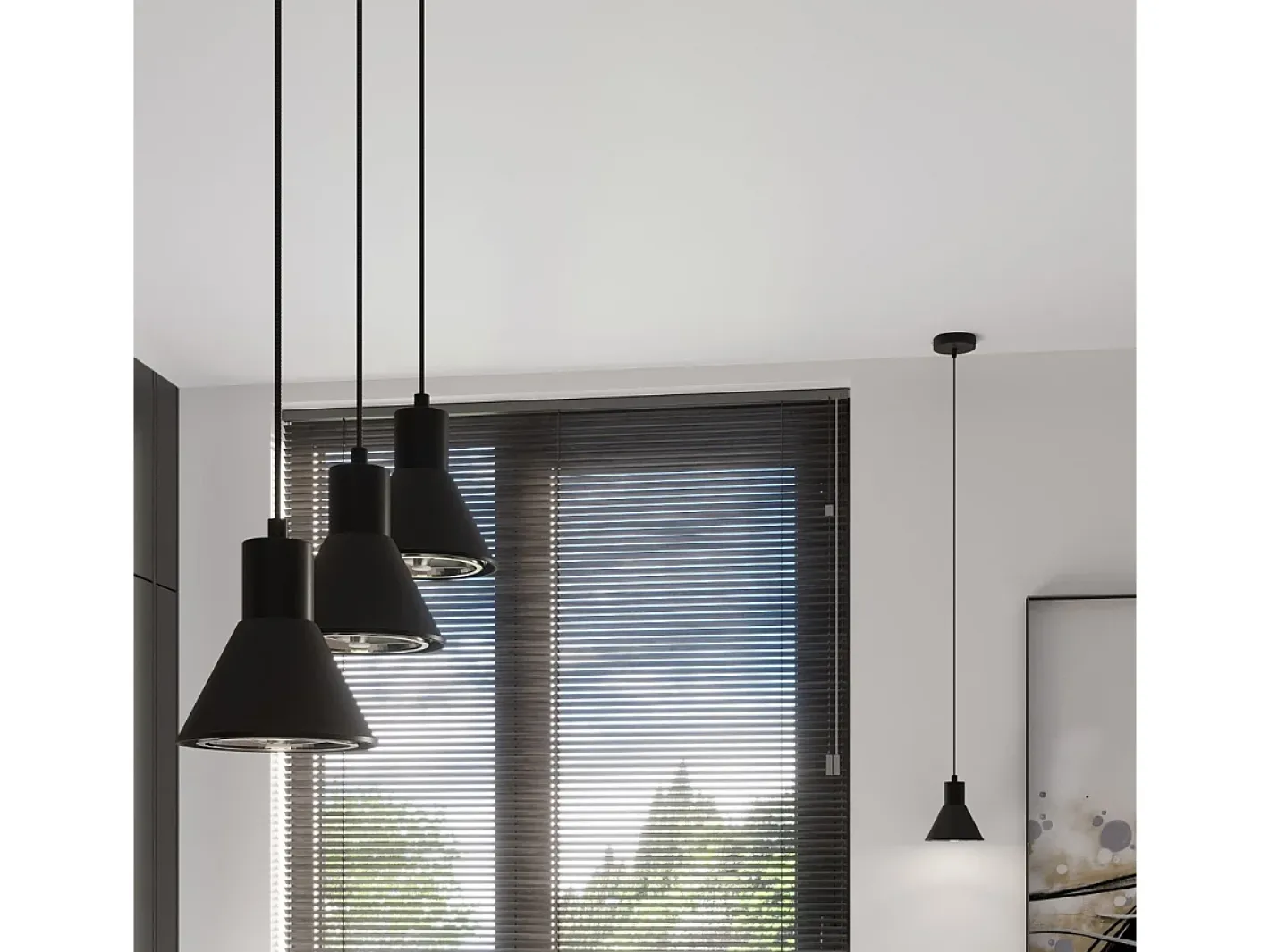 Sollux Lighting Lámpara Suspendida-Lámparas colgantes Zylata moderno de acero - 1 fuentes luminosas 4000K - L.14 x A.120 cm - Negro