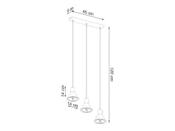 Sollux Lighting Lámparas colgantes Zylata moderno de acero - 3 fuentes luminosas 4000K - L.45 x A.120 cm - Negro Best